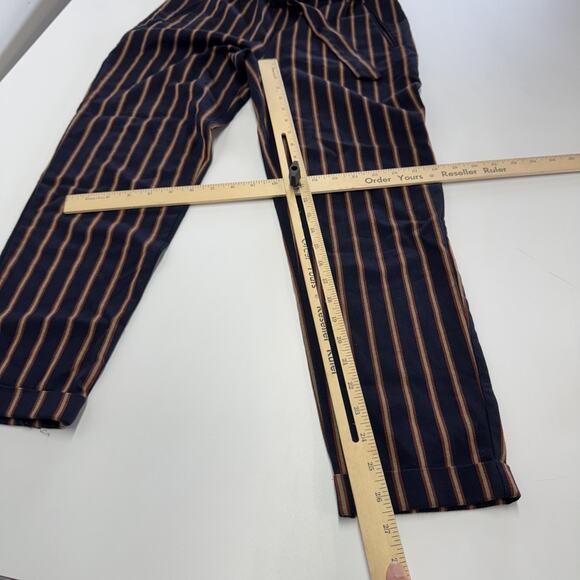 Zara Trafaluc Pants Womens Small Striped Paperbag Waist Tie Belt Casual Trousers - Picture 6 of 7